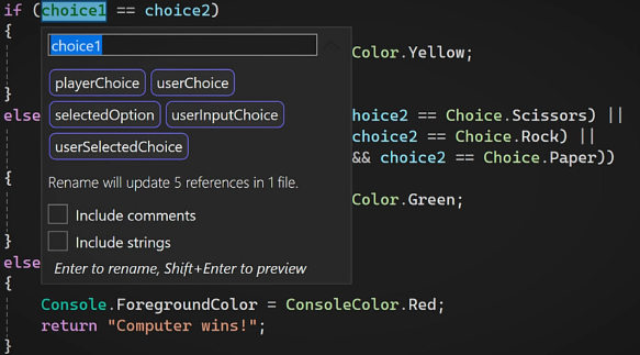 Visual Studio 预览版的 GitHub Copilot Chat 扩展推出 AI 命名建议功能。