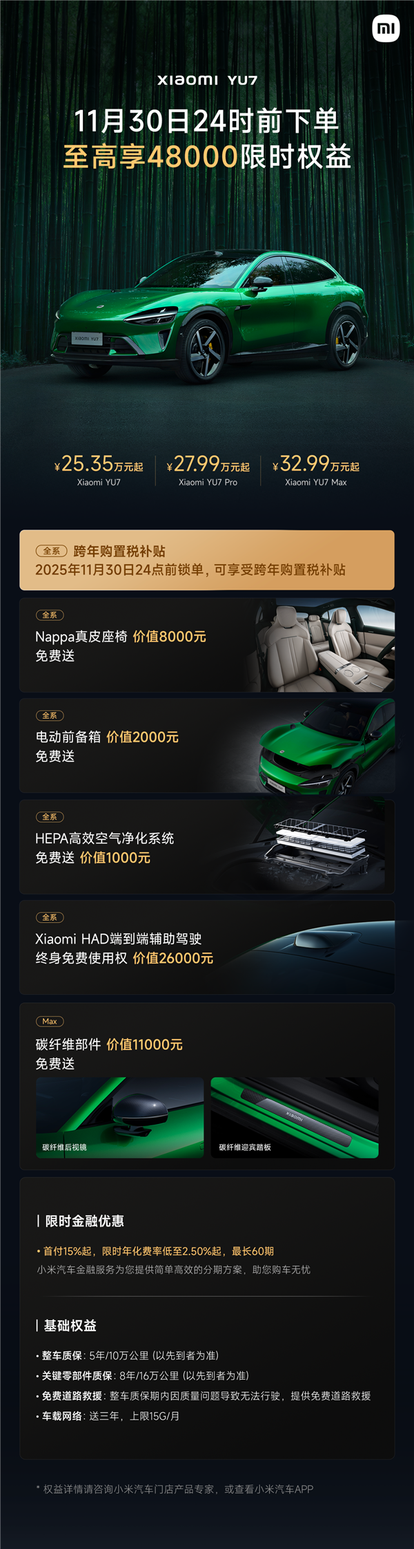 Xiaomi Auto November Purchase Incentives: Up to ¥49，000 in Value Offers