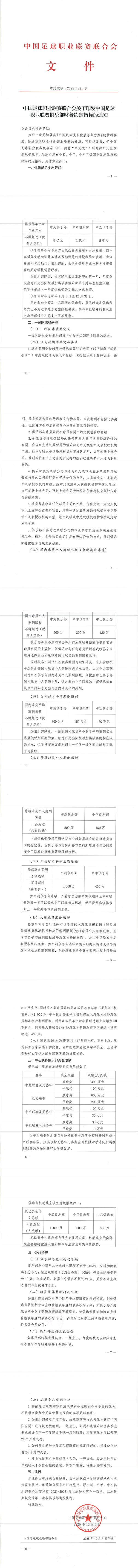 足联限薪：中超国内球员年薪500万封顶