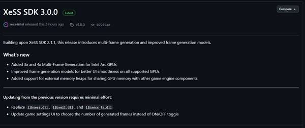 Intel XeSS 3.0 SDK发布：四年前就承诺的开源还没实现