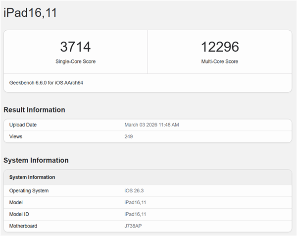 全新M4 iPad Air首个Geekbench跑分出炉！单核性能提升明显