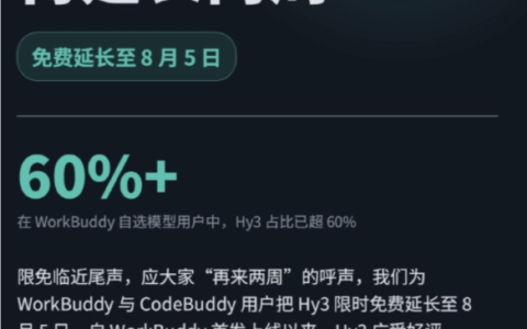 《喊话延期用户赢了：腾讯混元Hy3免费延至8月5日，295B MoE模型免费用》