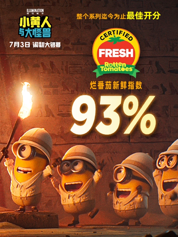《小黄人与大怪兽》内地映获烂番茄93%高分创纪录