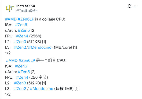 AMD最强融合：Zen 6 LP整合五代架构