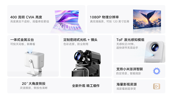 Redmi投影仪5发布 999元 1080P 360°调节可躺着看