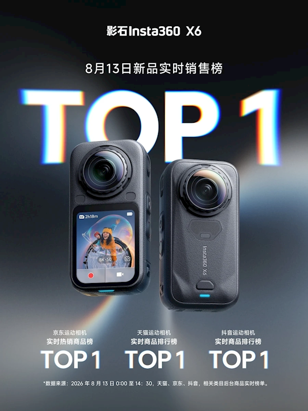 影石X6十年之作，多平台销量夺冠