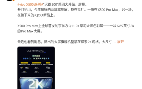 首发vivoX500PM6.85寸京东方Q112K蔡司大师屏