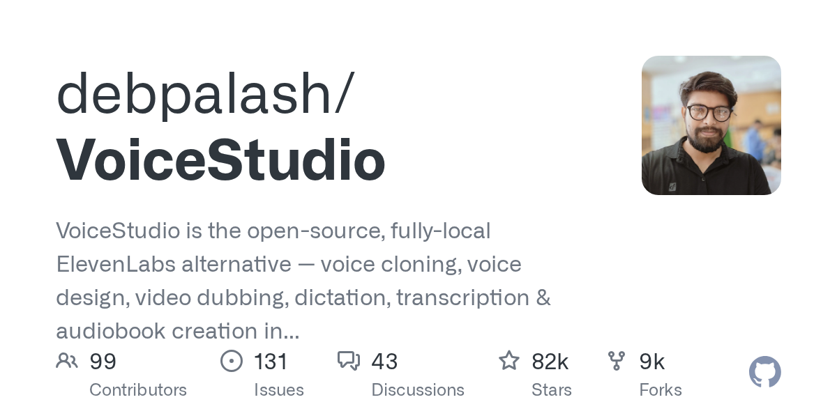 开源平替 ElevenLabs：VoiceStudio 本地声音克隆+视频配音分享，8 万 star
