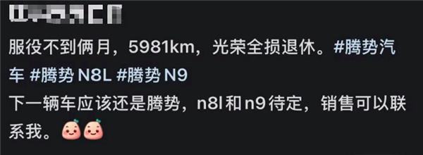 腾势N8L遭货车侧面撞击，车身稳固车主无恙